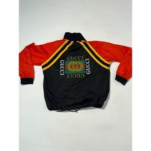 Gucci Back Logo Print Nylon Jacket Windbreaker Orange/Black